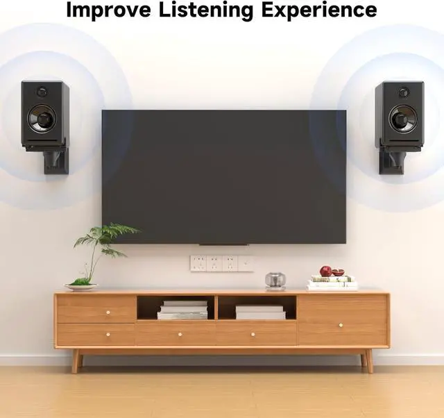 Alt view image 3 of 7 - suptek Speaker Wall Mounts, Dual Speaker Stands for Surround Sound Speakers, Universal Bracket, Tilt Swivel Shelves Up to 55lbs Black (2 Pack)