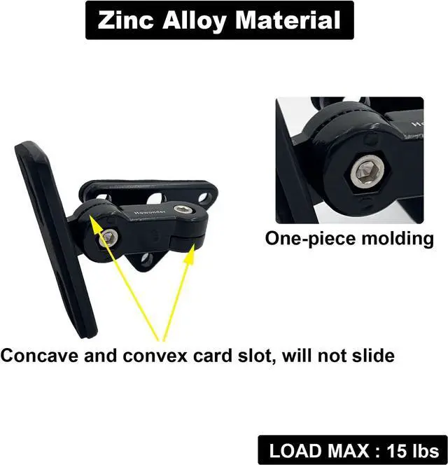 Alt view image 3 of 6 - HD-15 Universal Speaker Wall Mount, Speaker Mount WallSpeakers Wall Mount Brackets for Small Speakers Swivel & Tilt,Hold up to 15lbs(2 Packs Black)