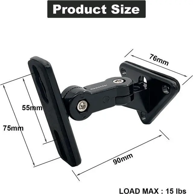 Alt view image 6 of 6 - HD-15 Universal Speaker Wall Mount, Speaker Mount WallSpeakers Wall Mount Brackets for Small Speakers Swivel & Tilt,Hold up to 15lbs(2 Packs Black)