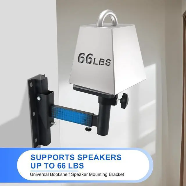 Alt view image 2 of 7 - Yaeccc Pair of Speaker Wall Mounts, Universal Bookshelf Speaker Mounting Bracket,66 Lbs Max Capacity, Black