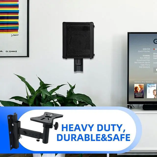 Alt view image 3 of 7 - Yaeccc Pair of Speaker Wall Mounts, Universal Bookshelf Speaker Mounting Bracket,66 Lbs Max Capacity, Black