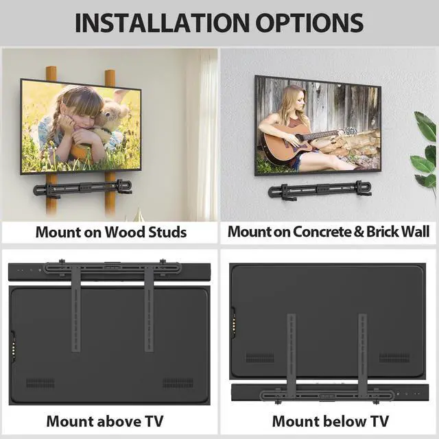 Alt view image 3 of 7 - USX MOUNT Universal Soundbar Mount, Sound Bar TV Bracket for Soundbar with Speaker, Fits 2 Installation Options, Removable No-Slip Base Holder Extends 3.46-6.06