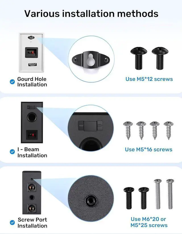 Alt view image 3 of 7 - Speaker Wall Mounts, 2 Packs Universal Mounting Bracket for Small Bookshelf Speakers, Vertical 120°, Horizontal 180°Adjustment, Compatible with Bose, JBL, KEF,Sony & Others, Hold up to 32 lbs