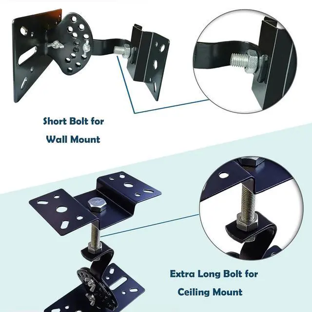 Alt view image 2 of 6 - SPS-506B Ceiling Speaker Mounts Wall Mount, Horizontal 360 Degree Total Adjustment, Hold up to 90lbs, Stainless Steel, Ceiling Mounting Bracket for Large Surrounding Sound Speakers(2 Packs Black)