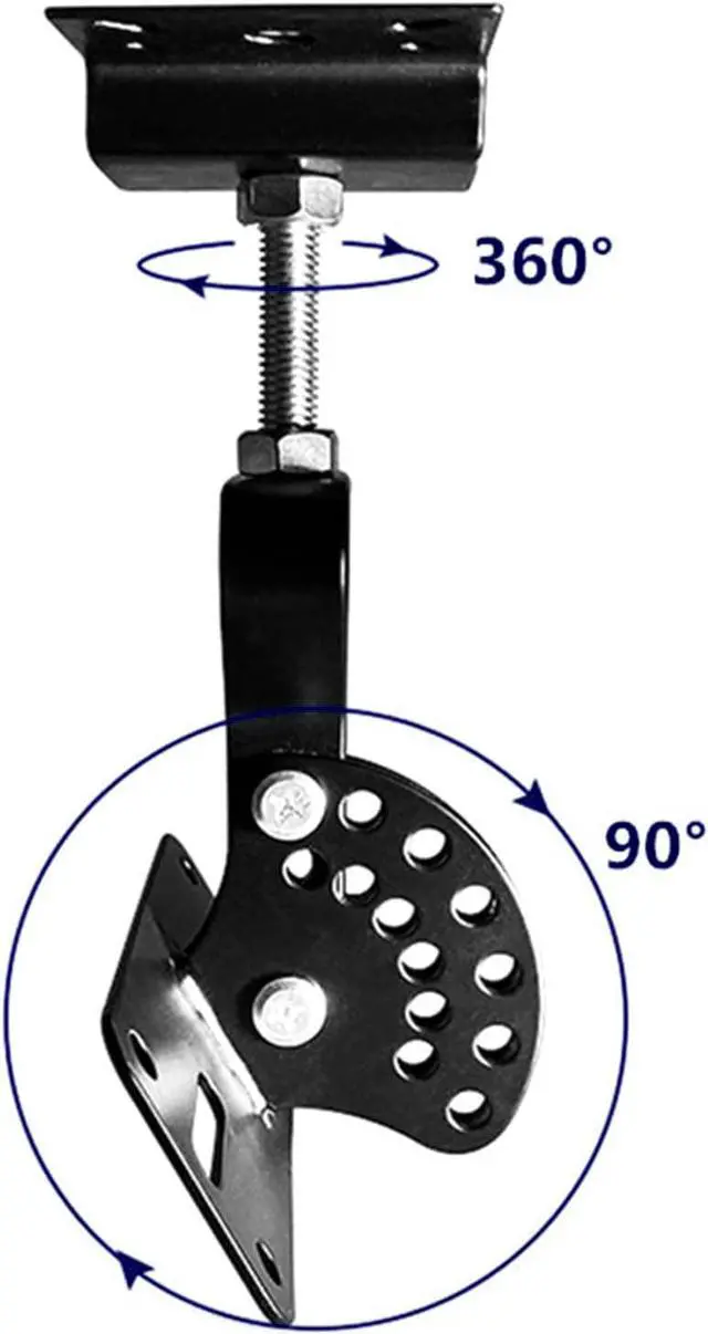 Alt view image 3 of 6 - SPS-506B Ceiling Speaker Mounts Wall Mount, Horizontal 360 Degree Total Adjustment, Hold up to 90lbs, Stainless Steel, Ceiling Mounting Bracket for Large Surrounding Sound Speakers(2 Packs Black)
