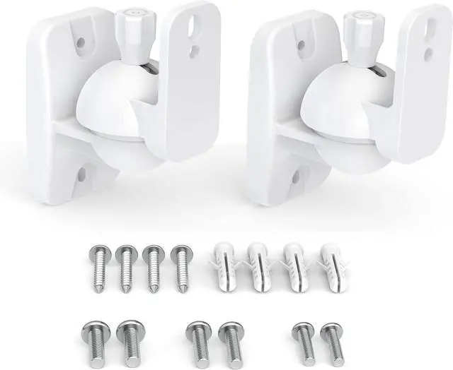 Main image of HomeMount Speaker Wall Mount Brackets - Surround & Bookshelf Speaker Wall Mounts Kit, Holds up to 8 lbs, 2 Pack, White