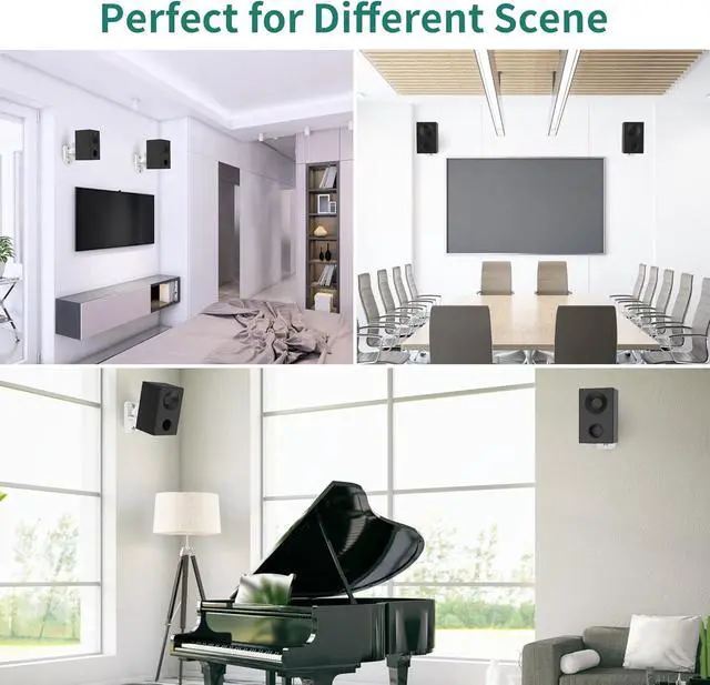 Alt view image 5 of 7 - HomeMount Speaker Wall Mount Brackets - Surround & Bookshelf Speaker Wall Mounts Kit, Holds up to 8 lbs, 2 Pack, White