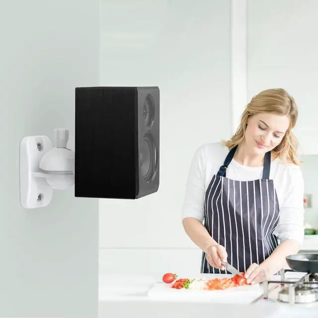 Alt view image 7 of 7 - HomeMount Speaker Wall Mount Brackets - Surround & Bookshelf Speaker Wall Mounts Kit, Holds up to 8 lbs, 2 Pack, White