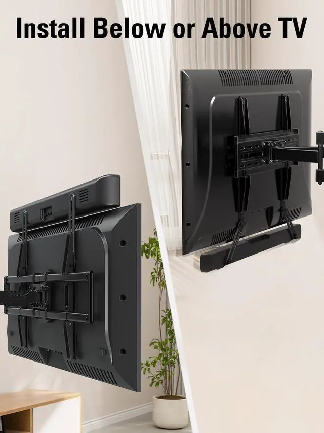 Alt view image 6 of 7 - Mounting Dream Soundbar Mount Bracket for Mounting Above or Under TV Fits Most of Sound Bars Up to 15 Lbs, with Detachable Long Extension Plates MD5420