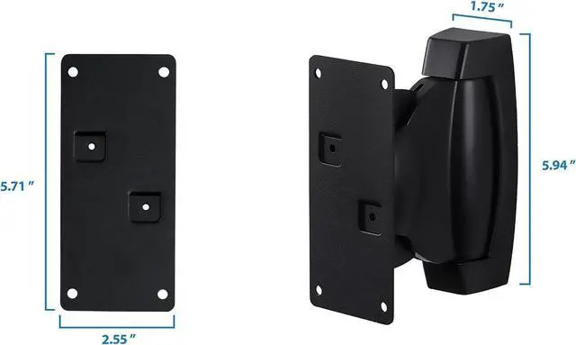 Alt view image 5 of 5 - Mount-It! Heavy-Duty Speaker Wall Mount, Universal Adjustable Design for Bookshelf, Large or Small Speakers, 1 Pair, 22 Lbs Capacity, Black