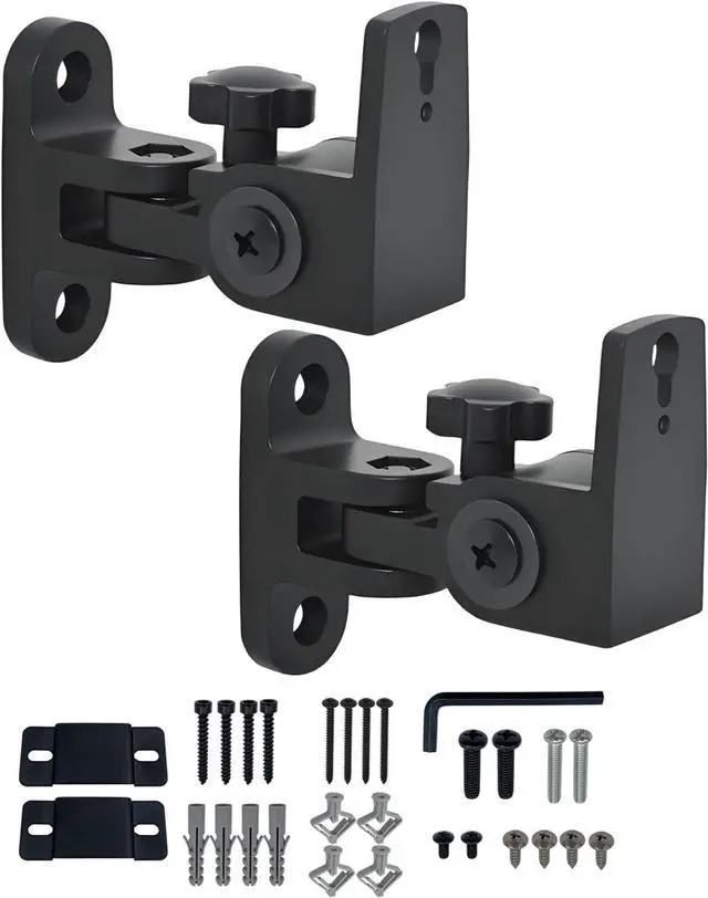 Main image of Speaker Wall Mount,All Metal Wall Speaker Mount Bracket for Small Speakers Swivel & Tilt,Hold up to 30lbs,DA-212 (2 Packs Black)