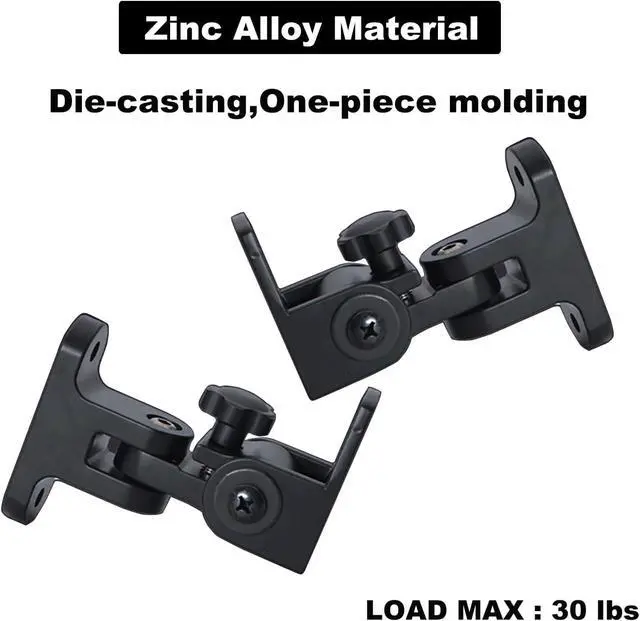 Alt view image 3 of 6 - Speaker Wall Mount,All Metal Wall Speaker Mount Bracket for Small Speakers Swivel & Tilt,Hold up to 30lbs,DA-212 (2 Packs Black)