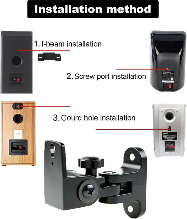 Alt view image 5 of 6 - Speaker Wall Mount,All Metal Wall Speaker Mount Bracket for Small Speakers Swivel & Tilt,Hold up to 30lbs,DA-212 (2 Packs Black)