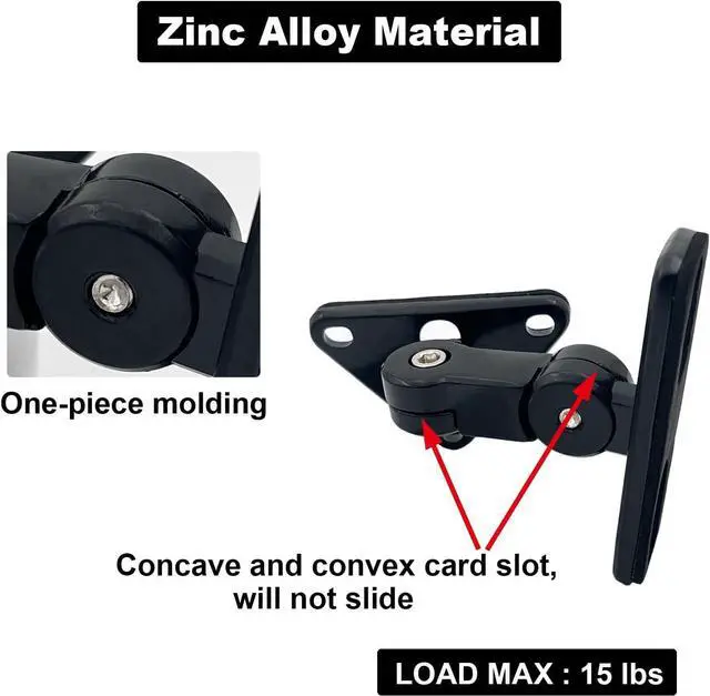 Alt view image 3 of 6 - DX-151 Speaker Wall Mount,Wall Speaker Mount Brackets for Small Speakers Swivel & Tilt,Hold up to 15lbs(2 Packs Black)