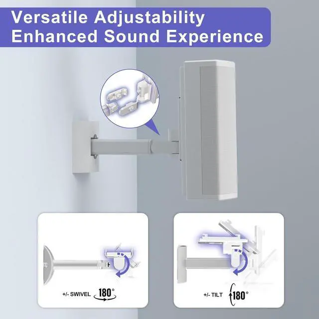 Alt view image 4 of 7 - 2 Pack Speaker Wall Mount Brackets for Bose UB-20, UB-20 Series II, Wall Mount Ceiling Bracket for Lifestyle 600 ST535 ST525 ST520 535III 525III CM520 SoundTouch JC-II AM6-V AM10-V AM10IV-White