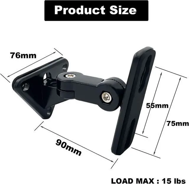 Alt view image 6 of 6 - DX-151 Speaker Wall Mount,Wall Speaker Mount Brackets for Small Speakers Swivel & Tilt,Hold up to 15lbs(2 Packs Black)