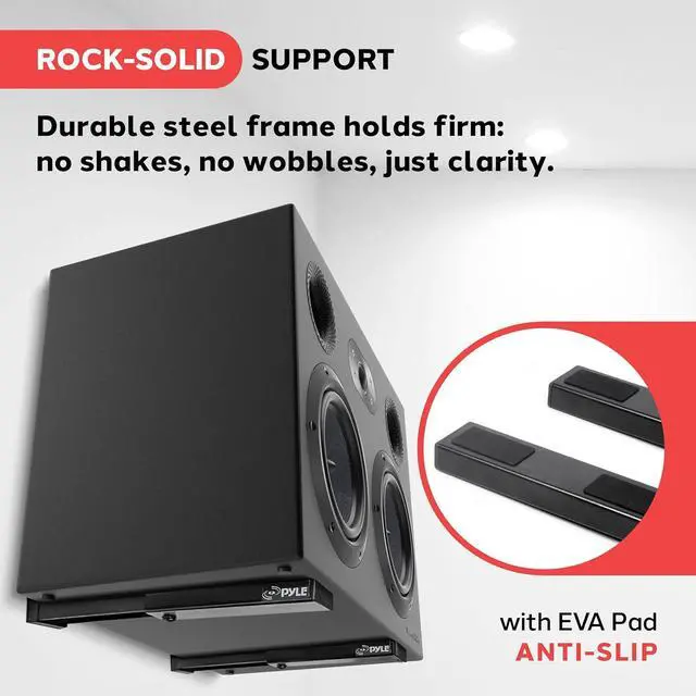 Alt view image 4 of 7 - Adjustable Speaker Wall Mount Brackets - 2 Pack (4 Brackets) Extendable Steel Arms for Center Channel, Small or Large Speakers & Soundbars - 110 lbs Capacity, 6.7-11.8" Depth (Black)