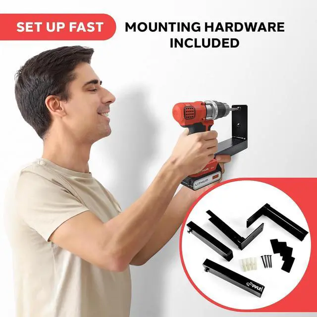 Alt view image 5 of 7 - Adjustable Speaker Wall Mount Brackets - 2 Pack (4 Brackets) Extendable Steel Arms for Center Channel, Small or Large Speakers & Soundbars - 110 lbs Capacity, 6.7-11.8" Depth (Black)