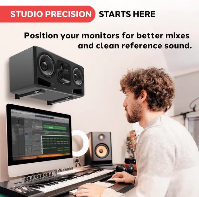 Alt view image 7 of 7 - Adjustable Speaker Wall Mount Brackets - 2 Pack (4 Brackets) Extendable Steel Arms for Center Channel, Small or Large Speakers & Soundbars - 110 lbs Capacity, 6.7-11.8" Depth (Black)