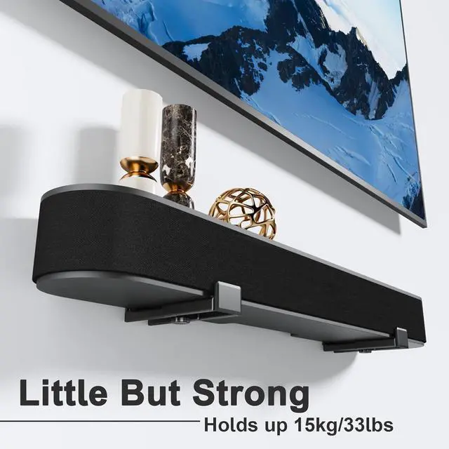 Alt view image 2 of 7 - PUTORSEN Universal Soundbar Wall Mount, Dual Wall Mount Brackets for Most of Soundbars, Hold up to 33 lbs, Depth Adjustable 3.5-6.1, Black