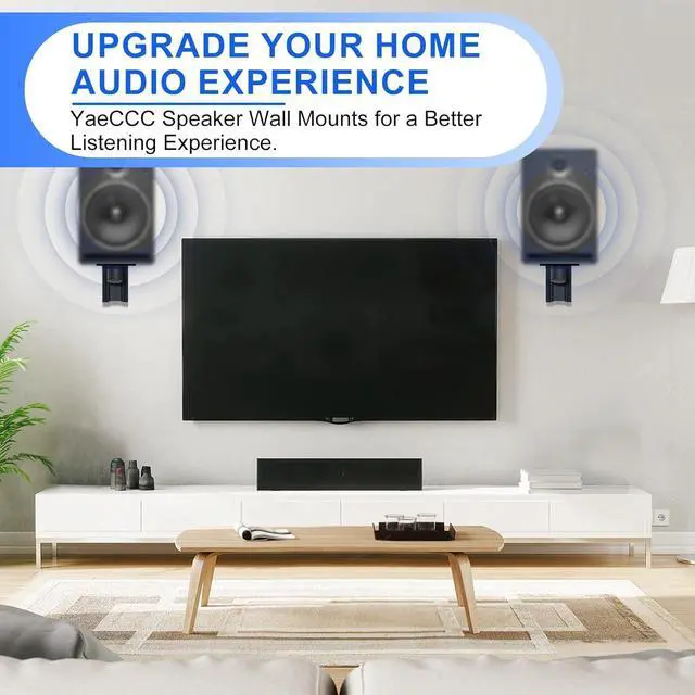 Alt view image 5 of 7 - Yaeccc Pair of Speaker Wall Mounts, Universal Bookshelf Speaker Mounting Bracket,66 Lbs Max Capacity, Black
