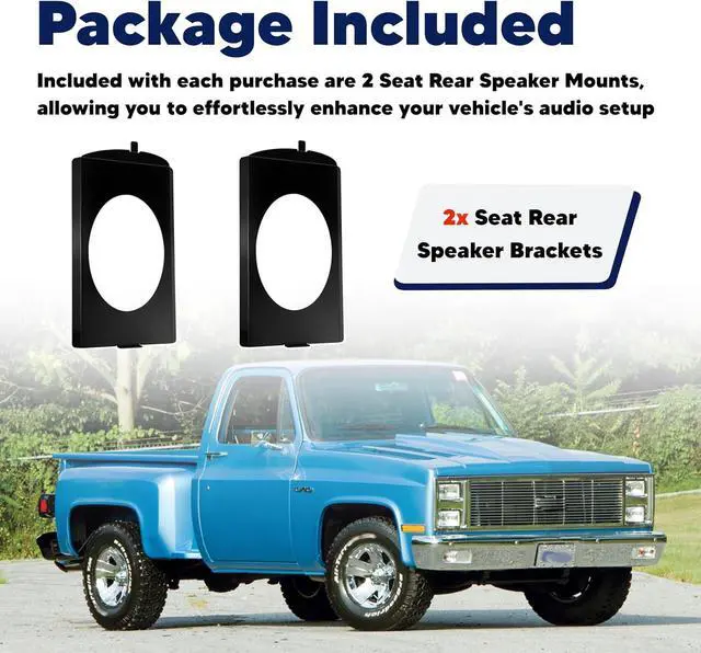 Alt view image 6 of 7 - Speaker Bracket Behind The Seat, Behind Seat Speaker Brackets 6x9 Fit for Chevy 1973-1987 GMC C10 Squarebody 6x9 Speakers Black