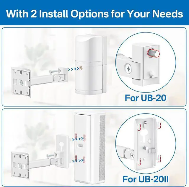 Alt view image 2 of 7 - Angle Adjustable Wall Mount for Bose Speaker - Ceiling & Wall Mount for UB-20 Series II, SoundTouch, CineMate, Lifestyle, Acoustimass, Cube Surround Bracket, White