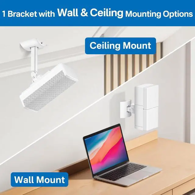 Alt view image 4 of 7 - Angle Adjustable Wall Mount for Bose Speaker - Ceiling & Wall Mount for UB-20 Series II, SoundTouch, CineMate, Lifestyle, Acoustimass, Cube Surround Bracket, White