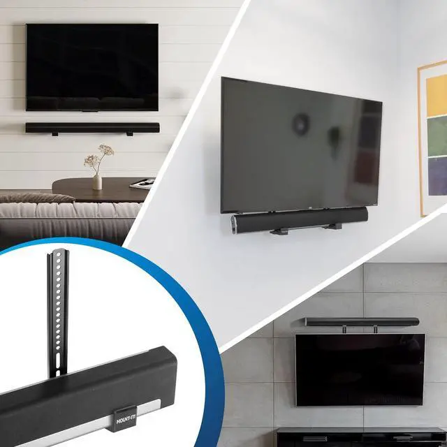 Alt view image 4 of 7 - Mount-It! Soundbar Mount for TV and Wall Mounting | 2-in-1 Soundbar Bracket for Back of TV or Wall Mount Installation | Universal Base Fits All Soundbars