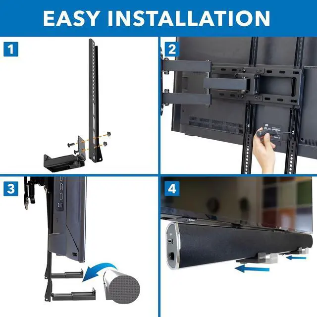 Alt view image 6 of 7 - Mount-It! Soundbar Mount for TV and Wall Mounting | 2-in-1 Soundbar Bracket for Back of TV or Wall Mount Installation | Universal Base Fits All Soundbars