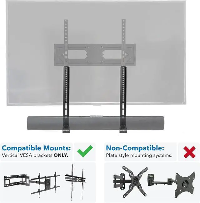 Alt view image 7 of 7 - Mount-It! Soundbar Mount for TV and Wall Mounting | 2-in-1 Soundbar Bracket for Back of TV or Wall Mount Installation | Universal Base Fits All Soundbars