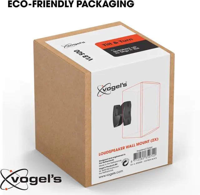 Alt view image 4 of 7 - Vogel's VLB 500 Universal Speaker Wall Bracket Set Swivel and tilt Pre-Assembled Max. 11 lbs (5 kg) Environmental Friendly Packaging Black 2 Brackets