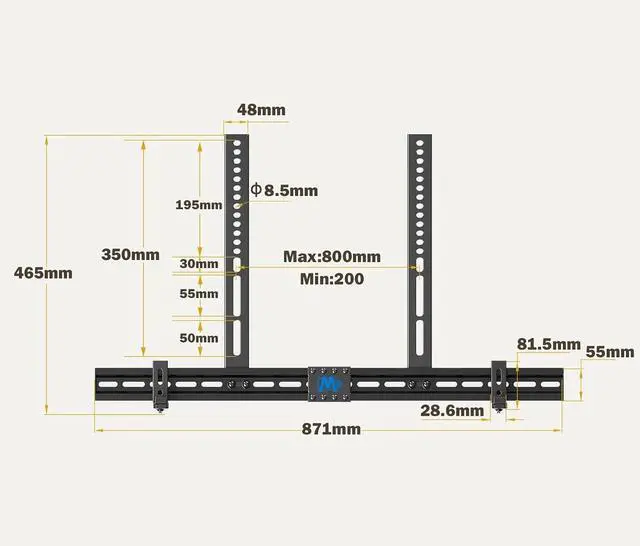 Alt view image 2 of 7 - Mounting Dream Soundbar Mount Sound Bar TV Bracket with Holes/Without Holes, Non-Slip Base Holder Extends 3.4" to 6.1", Up to 20 LBS, Safe and Easy to Install MD5425