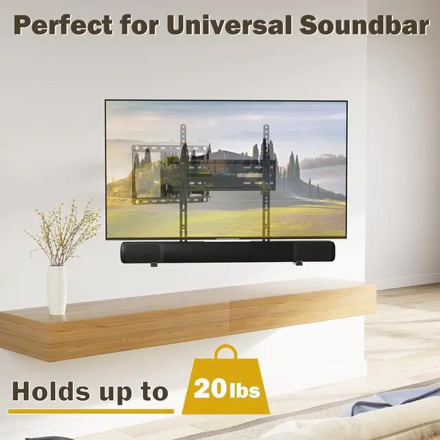 Alt view image 7 of 7 - Mounting Dream Soundbar Mount Sound Bar TV Bracket with Holes/Without Holes, Non-Slip Base Holder Extends 3.4" to 6.1", Up to 20 LBS, Safe and Easy to Install MD5425