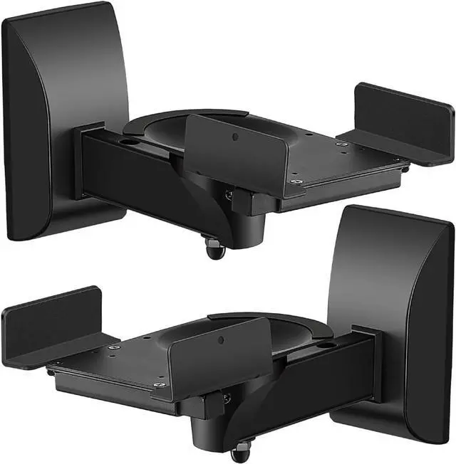 Main image of TNP Bookshelf Speaker Wall Mount Brackets with Dual Side Clamping - Universal Surround Sound Speaker Mounting with Adjustable Swivel & Tilt Angle for Home & Studio, Support up to 55 lbs, 2 Pack, Black