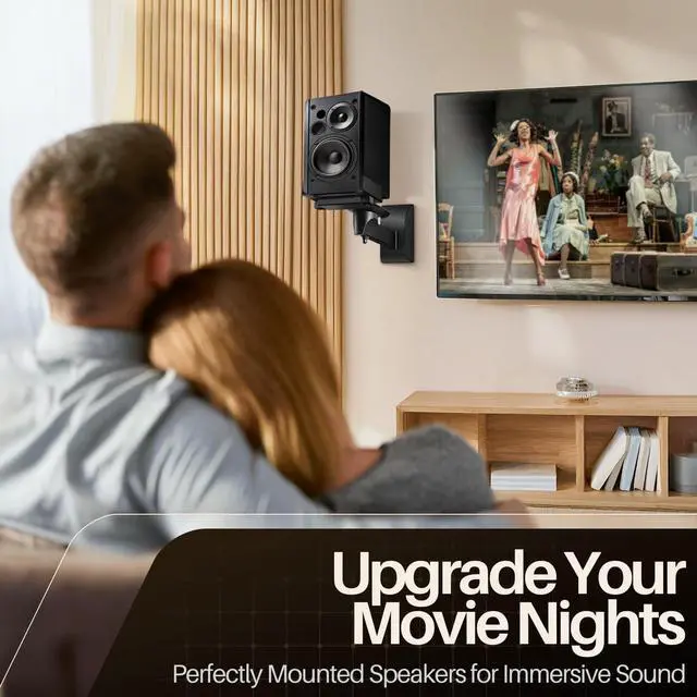 Alt view image 6 of 7 - TNP Bookshelf Speaker Wall Mount Brackets with Dual Side Clamping - Universal Surround Sound Speaker Mounting with Adjustable Swivel & Tilt Angle for Home & Studio, Support up to 55 lbs, 2 Pack, Black