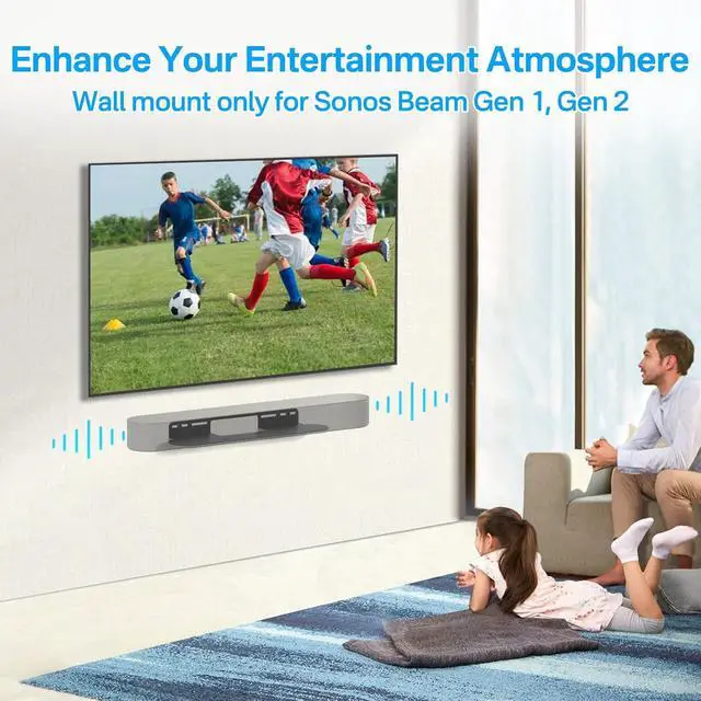 Alt view image 2 of 7 - notiela Soundbar Mount for Sonos Beam Wall Mount Black - Heavy Duty Wall Bracket Mount for Sonos Beam Gen 1 & Gen 2 Mounting Bracket for Space Saving