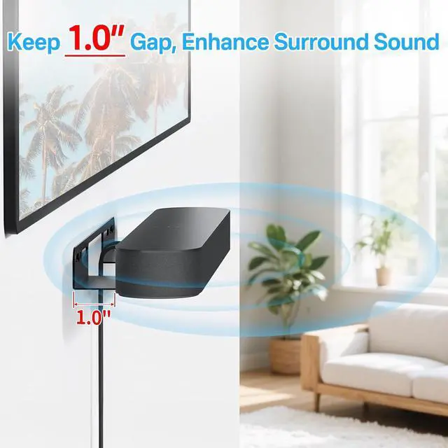 Alt view image 4 of 7 - notiela Soundbar Mount for Sonos Beam Wall Mount Black - Heavy Duty Wall Bracket Mount for Sonos Beam Gen 1 & Gen 2 Mounting Bracket for Space Saving
