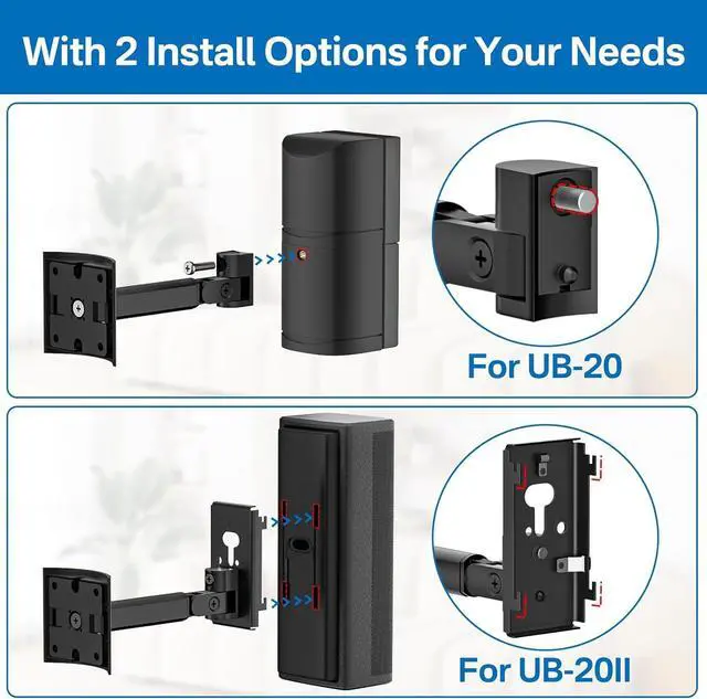 Alt view image 2 of 7 - Angle Adjustable Speaker Wall Mount for Bose Speakers - Ceiling & Wall Mount for Bose UB-20 Series II, SoundTouch, CineMate, Lifestyle, Acoustimass, Cube Surround Speaker Bracket, 2 Pack