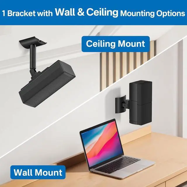 Alt view image 4 of 7 - Angle Adjustable Speaker Wall Mount for Bose Speakers - Ceiling & Wall Mount for Bose UB-20 Series II, SoundTouch, CineMate, Lifestyle, Acoustimass, Cube Surround Speaker Bracket, 2 Pack
