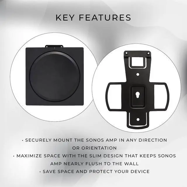 Alt view image 2 of 7 - HumanCentric Wall Mount Compatible with Sonos Amp Speaker, Mounting Bracket for Wireless Amplifier, Mount in Any Direction on Wall Under TV, Floating Style, Hidden Design, Hardware Included