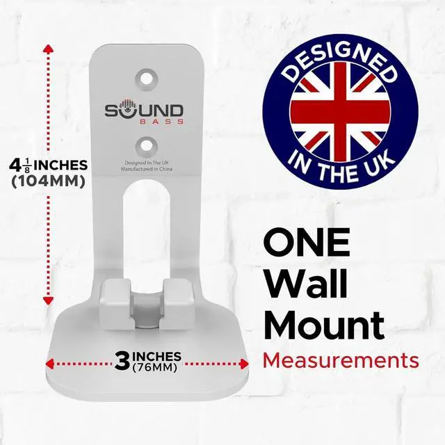 Alt view image 4 of 7 - Sound Bass ONE, ONE Gen 2, ONE SL & Play:1 Wall Mount Bracket, White, Compatible with Sonos ONE, ONE Gen 2, ONE SL & PLAY1 Speaker, Fixed Position