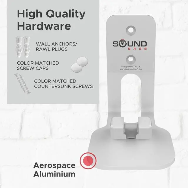 Alt view image 2 of 7 - Sound Bass ONE, ONE Gen 2, ONE SL & Play:1 Wall Mount Bracket, White, Compatible with Sonos ONE, ONE Gen 2, ONE SL & PLAY1 Speaker, Fixed Position