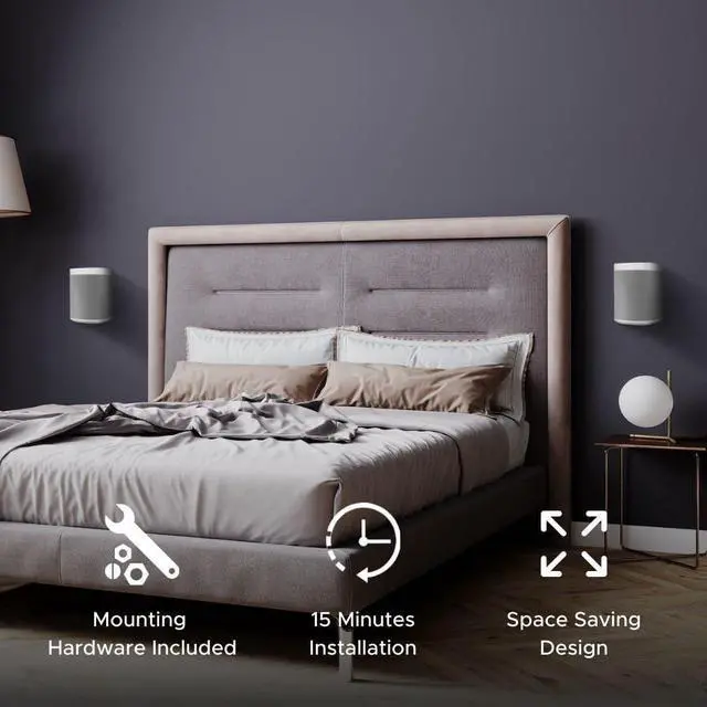 Alt view image 5 of 7 - Sound Bass ONE, ONE Gen 2, ONE SL & Play:1 Wall Mount Bracket, White, Compatible with Sonos ONE, ONE Gen 2, ONE SL & PLAY1 Speaker, Fixed Position