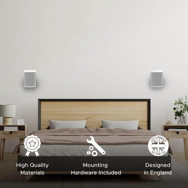 Alt view image 7 of 7 - Sound Bass ONE, ONE Gen 2, ONE SL & Play:1 Wall Mount Bracket, White, Compatible with Sonos ONE, ONE Gen 2, ONE SL & PLAY1 Speaker, Fixed Position