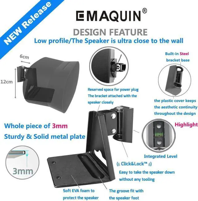 Alt view image 3 of 6 - Wall Mount Bracket for Sonos Era 300 Speaker (Swivel and Tilt,Sturdy Metal,Enduring Paint Finish,Easy to intall,Compatible with Sonos Era 300,Single pc,Black)