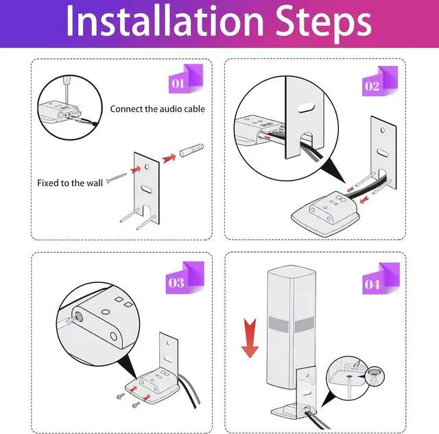 Alt view image 5 of 7 - Pair Steel Black Wall Mount Brackets Replacement Compatible with Bose OmniJewel Lifestyle 650 Home Entertainment System and Bose Surround Speakers 700