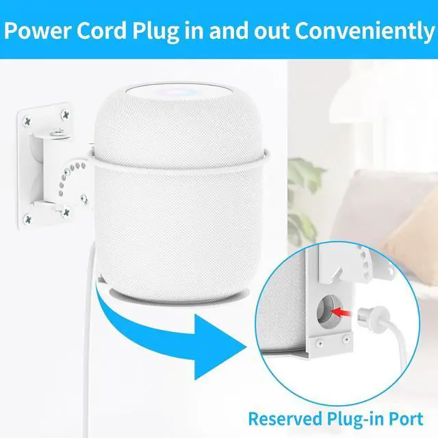 Alt view image 2 of 5 - Adjustable Speaker Mount for Homepod 2 Wall Mount Bracket with Dust-Proof Cover Compatible with Homepod 2nd Generation Mount - Heavy Duty Speaker Mount for Homepod 2nd Gen Shelf, White