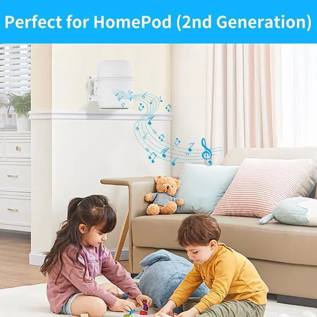 Alt view image 5 of 5 - Adjustable Speaker Mount for Homepod 2 Wall Mount Bracket with Dust-Proof Cover Compatible with Homepod 2nd Generation Mount - Heavy Duty Speaker Mount for Homepod 2nd Gen Shelf, White