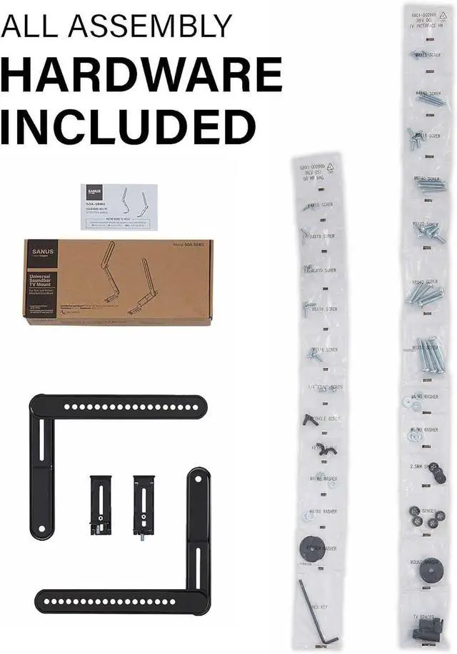 Alt view image 6 of 6 - SANUS Universal Soundbar TV Mount Kit for Mounting Soundbars Under TV - Fits Most Sound Bars Up to 15 Lbs - Easy Install & Full Motion Capability - SOA-SBM2
